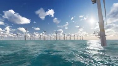 Rüzgar türbinleri denizdeki güç üreteç çiftliğini çalıştırıyor.