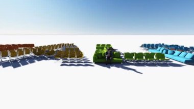 Word satış, koltukta oturan adam oluşturan mobilya