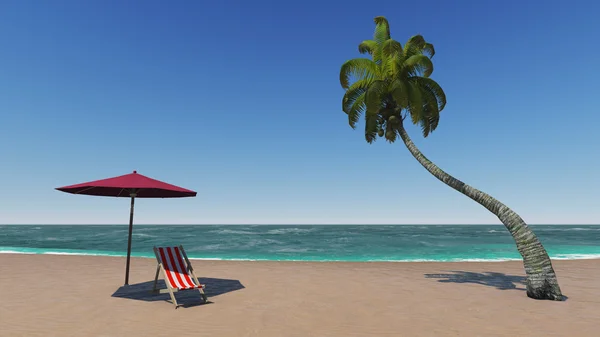 Playa soleada verano con palmera tropical — Foto de Stock