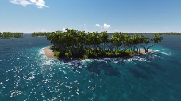 Palm trees on the island in the ocean. — Stock Video