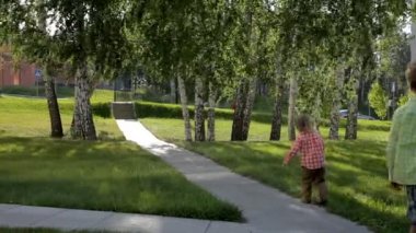 bir köpek park ile yürüme çocuklar