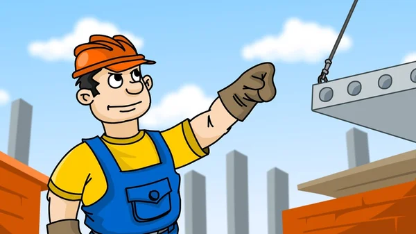 Builder in hardhat at construction site — Stock Photo, Image