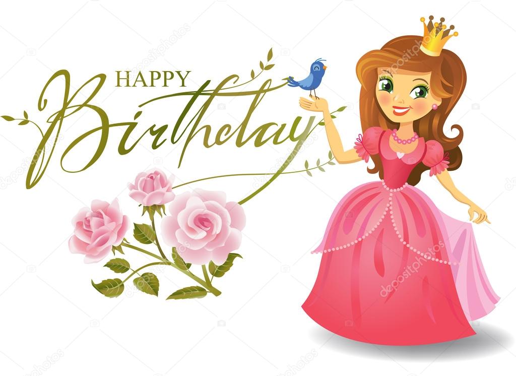 Happy Birthday, Princess, greeting card. — Stock Vector © azzzya #64689255