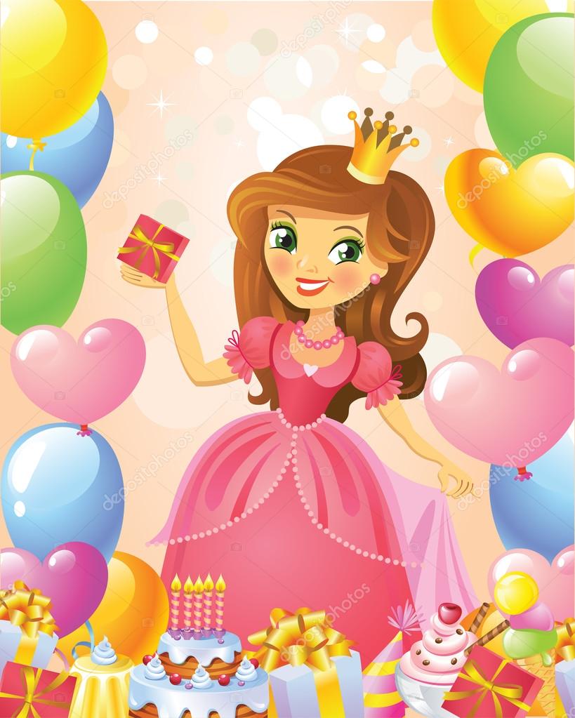 Happy Birthday Princess Greeting Card Stock Vector Image By C Azzzya