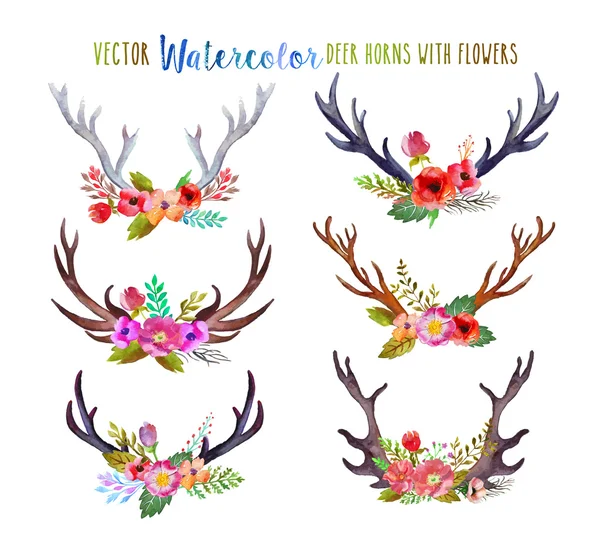 Vector watercolor deer horns