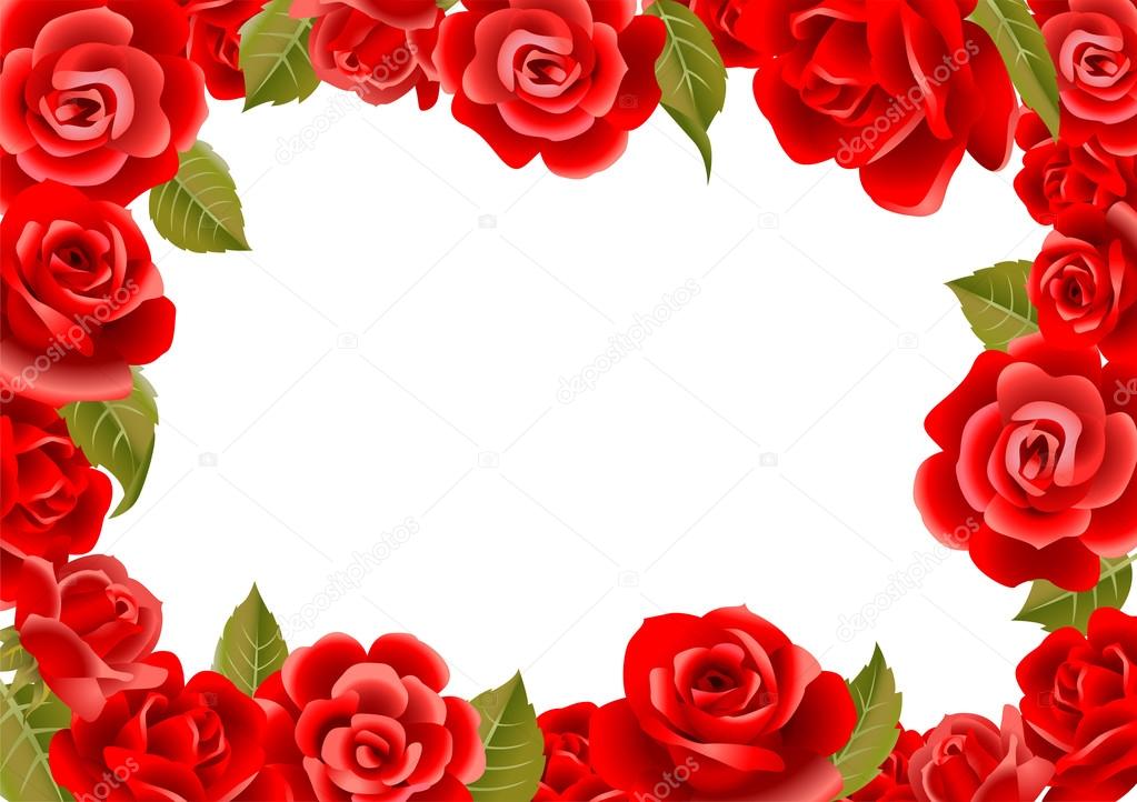 Fotos: marcos de rosas  marco de rosas rojas — Vector de 