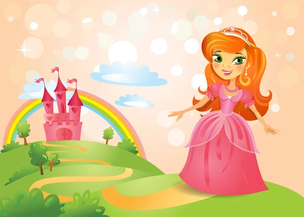 Fairy Tale castle and Beautiful princess Royalty Free Stock Illustrations