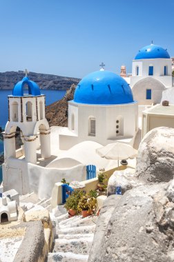 Cennete Santorini Oia kilise merdiven