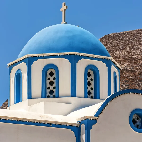 Chiesa kamari cupola blu — Foto Stock