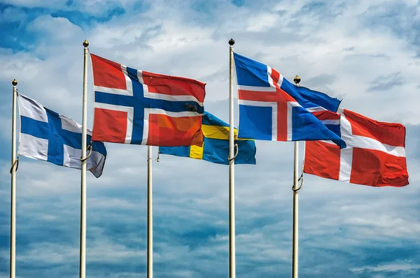Flagi Skandynawii — Zdjęcie stockowe