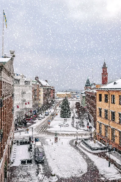 Helsingborg tiempo nevado — Foto de Stock
