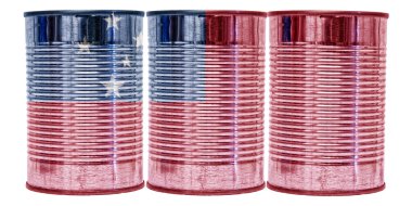 Samoa bayrağı teneke kutular