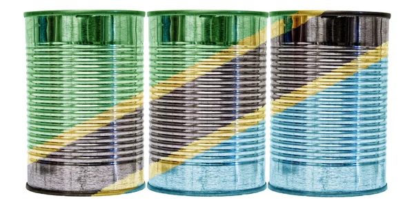 Latas de lata Bandeira da Tanzânia — Fotografia de Stock