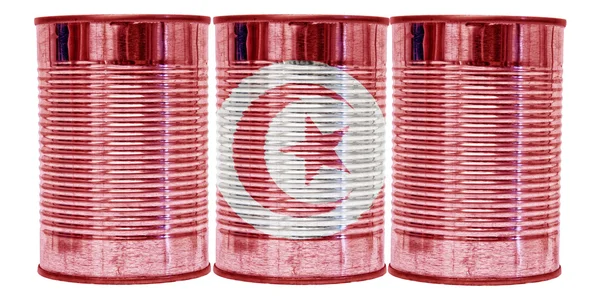 Latas de lata Bandeira da Tunísia — Fotografia de Stock