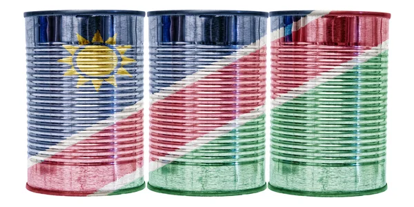 Latas de lata Bandeira da Namíbia — Fotografia de Stock