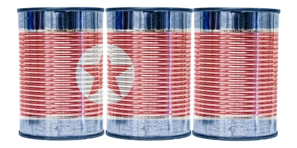 Latas de lata Bandeira da Coreia do Norte — Fotografia de Stock