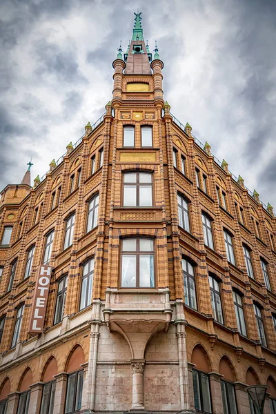 Malmo Švédsko August 2020 Pouliční Scéna Zobrazující Jeden Hotelů Městě — Stock fotografie