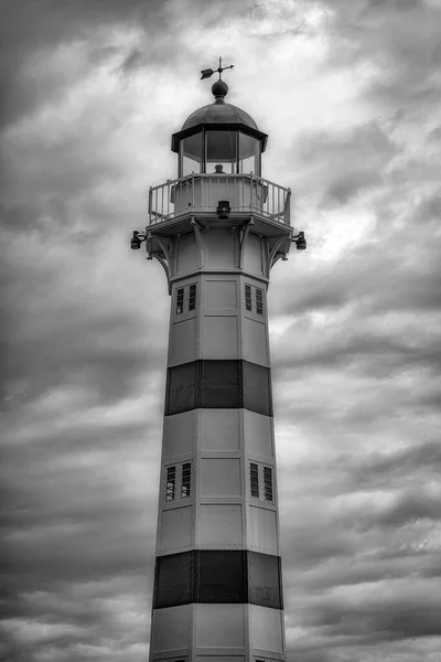 Malmo Sweden August 2020 Lighthouse Harbour Entrance Stunning Dramatic Cloudy — Stock Photo, Image