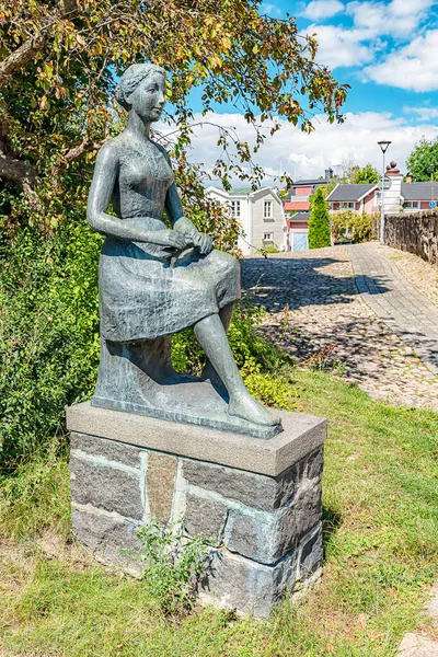 Ronnneby Zweden August 2020 Standbeeld Bij Kerk Van Het Heilig — Stockfoto