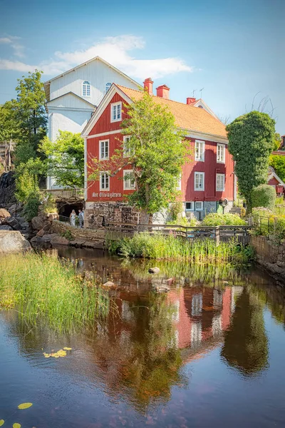 Ronneby Suecia Agosto 2020 Galería Arte Llamada Mor Oliviagarden Cascada — Foto de Stock