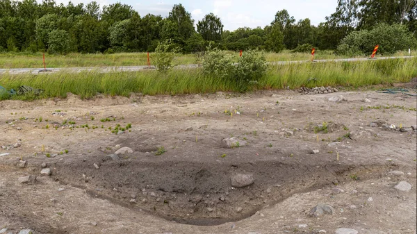 Stroja Suecia Junio Excavación Arqueológica Las Afueras Norrkoping Sitio Antiguo —  Fotos de Stock