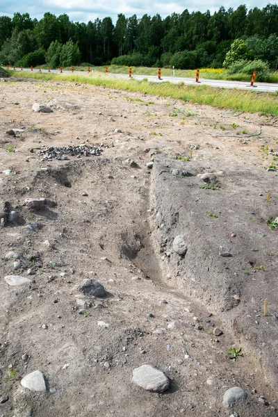 斯德哥尔摩 June 位于Norrkoping郊外的考古挖掘和一个古代维京人定居点的遗址 — 图库照片
