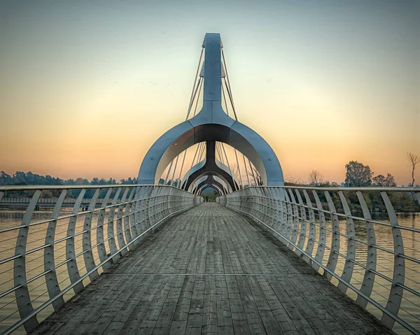 Solvesborg Svezia Ottobre 2018 Ponte Solvesborg Ponte Pedonale Ciclabile Lungo — Foto Stock