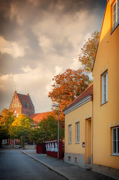 Solvesborg Sweden 2018年10月13日 海岸沿いの町の典型的なストリートシーン — ストック写真