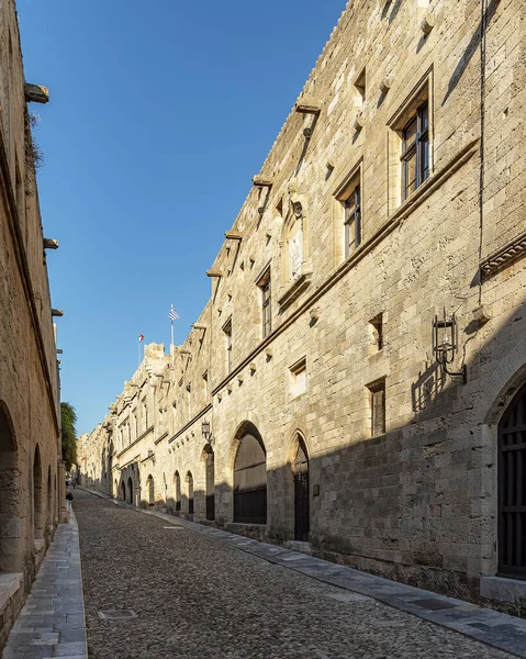 Street Knights One Highlights Medieval Old Town Rhodes — Stock Photo, Image