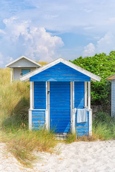 Colourful Huts Skanor White Sand Beach Skane Region Sweden Royalty Free Stock Images