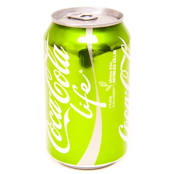 Кокс Cola життя 0, 33l можуть зверху — стокове фото
