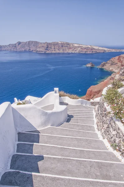 Santorini steps down to the caldera — Stock Photo, Image