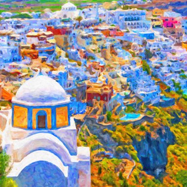 Fira kilise soyut dijital resim