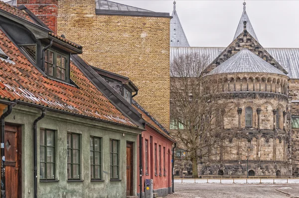 Lund Cathedral Street scéna — Stock fotografie