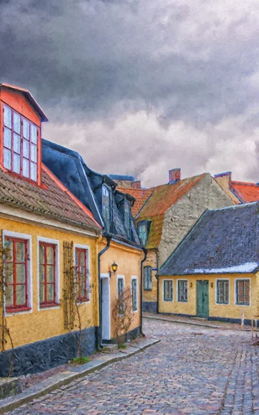 Strade di pittura digitale lund — Foto Stock