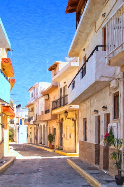 Lerapetra Street Digital Painting — Stock Photo, Image