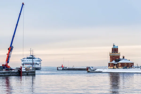 Helsingborg Lighthouse and Ferry — Stock Photo, Image