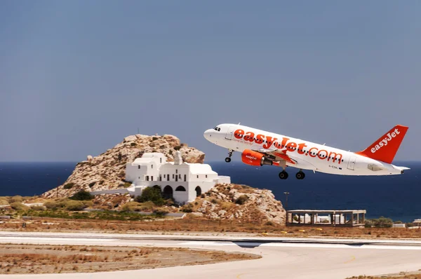 Santorini Departure Easy Jet — стокове фото