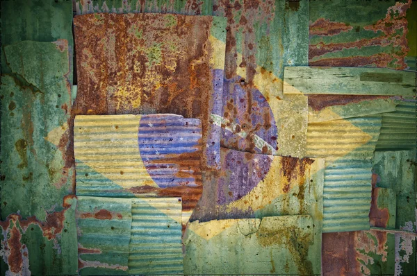 Corrugated Iron Brazil Flag — 스톡 사진