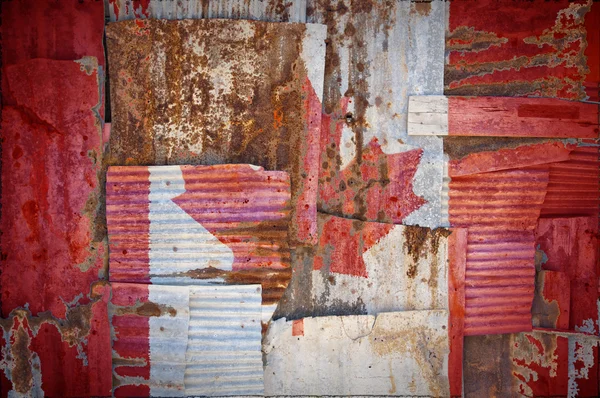 Corrugated Iron Canada Flag — Stock Photo, Image