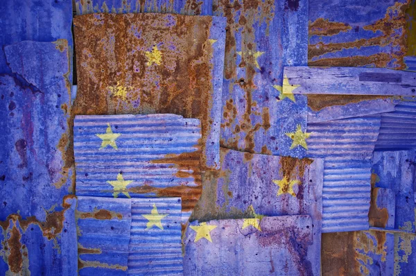 Corrugated Iron European Union Flag — Zdjęcie stockowe