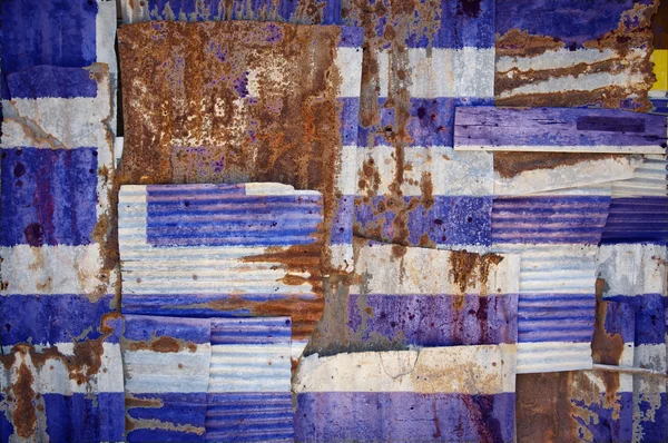 Corrugated Iron Greece Flag — 스톡 사진