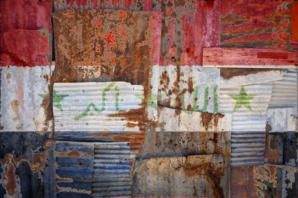 Corrugated Iron Iraq Flag — Stok fotoğraf