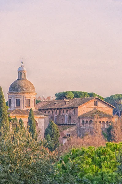 Rome Basilica Santi Giovanni e Paolo Digital Painting — Stock Photo, Image