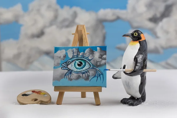 Penguin surrealistisch kunstenaar Rechtenvrije Stockfoto's