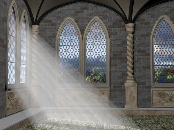 アーチ型の窓を通して神の光線 — ストック写真