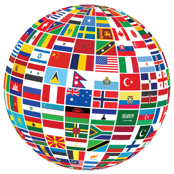 ball covered with world flags
