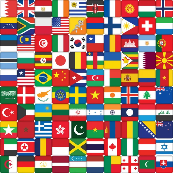 Contexte composé d'icônes du drapeau mondial — Image vectorielle