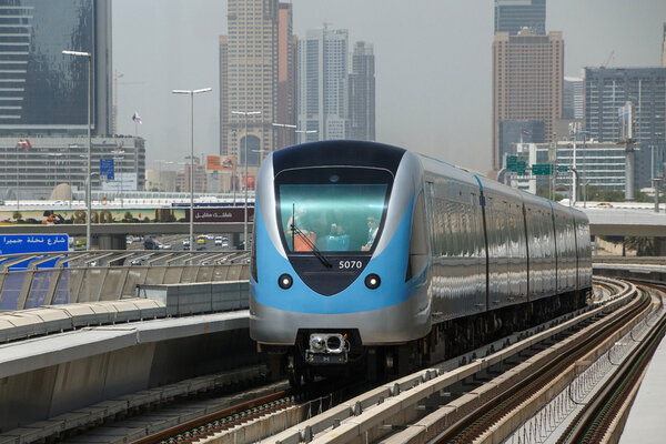 DUBAI, UAE - MAY 12, 2016: metro train in Dubai