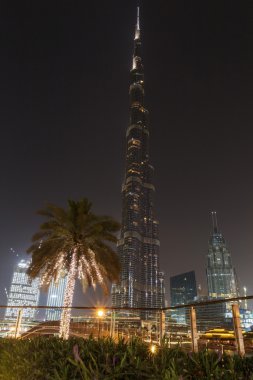 Dubai, Birleşik Arap Emirlikleri - 11 Mayıs 2016: Uluslararası Dubai Kongre ve Sergi Sarayı gece